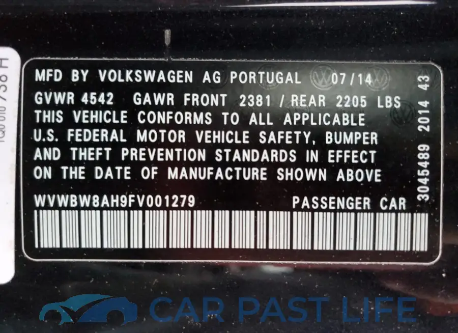 WVWBW8AH9FV001279# 12