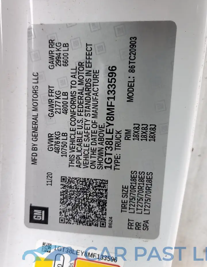 1GT38LEY8MF133596# 12
