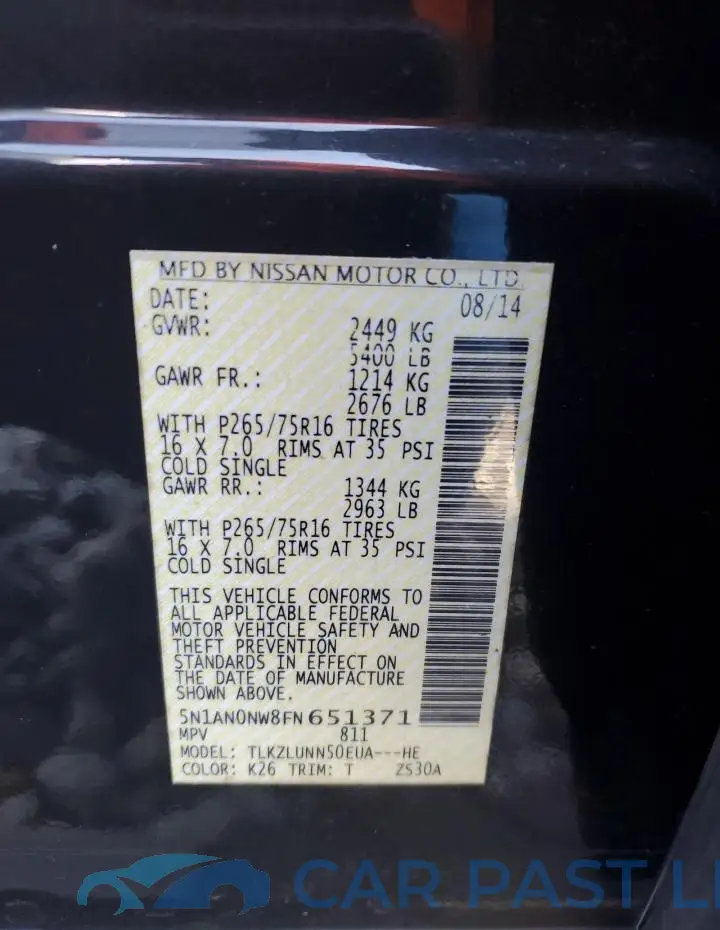 5N1AN0NW8FN651371# 13