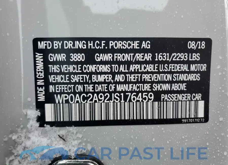 WP0AC2A92JS176459# 12