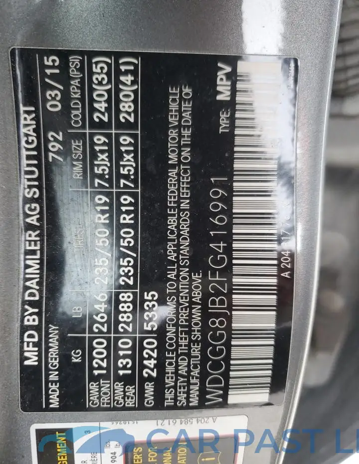 WDCGG8JB2FG416991# 13