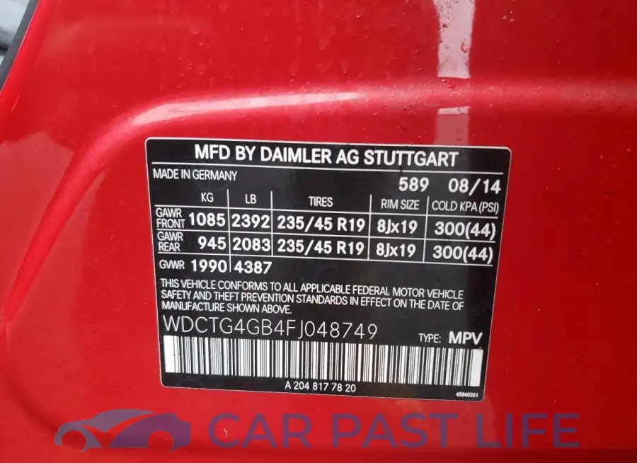 WDCTG4GB4FJ048749# 13