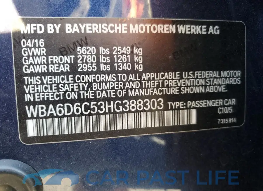 WBA6D6C53HG388303# 12