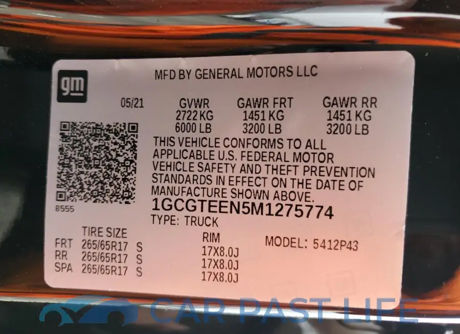 1GCGTEEN5M1275774# 12