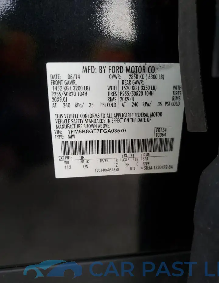 1FM5K8GT7FGA03570# 13