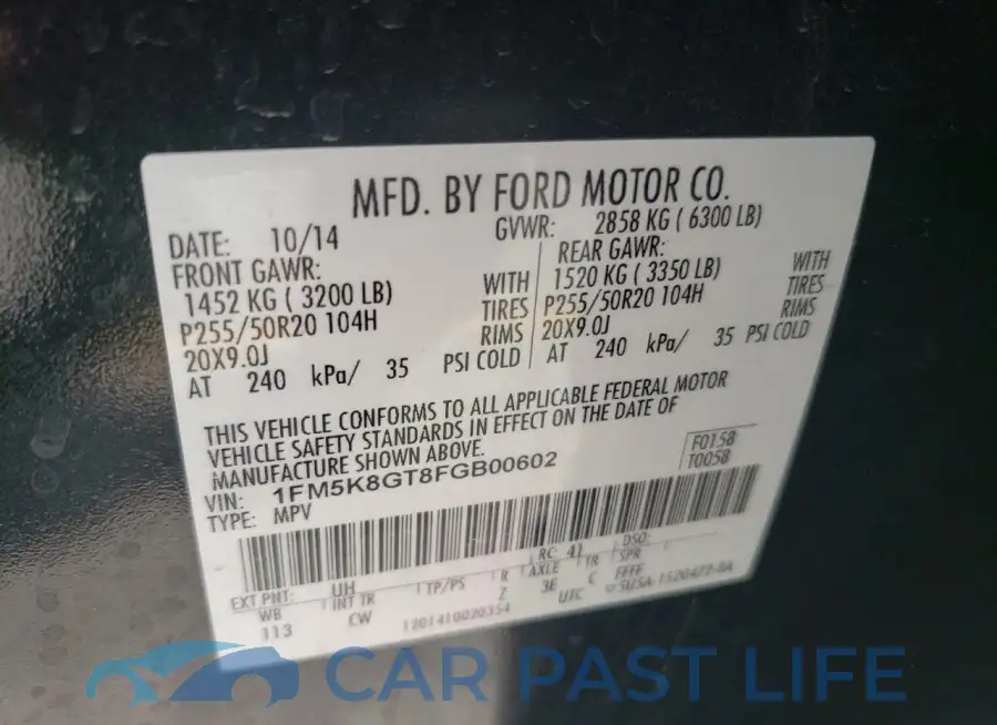 1FM5K8GT8FGB00602# 13