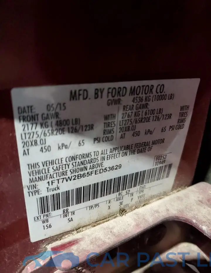 1FT7W2B65FED53629# 12