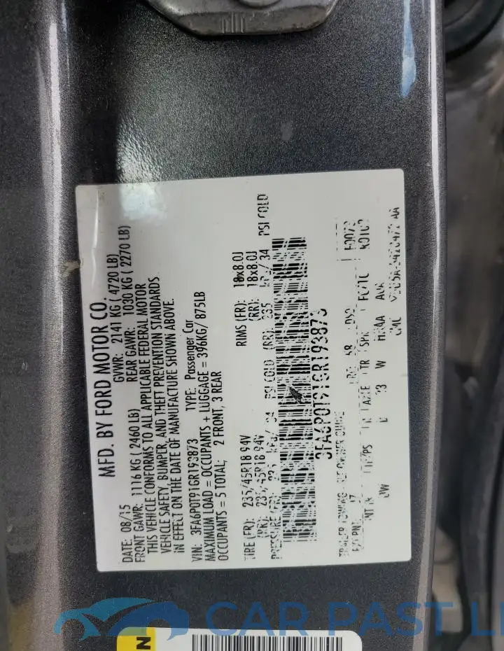 3FA6P0T91GR193873# 12