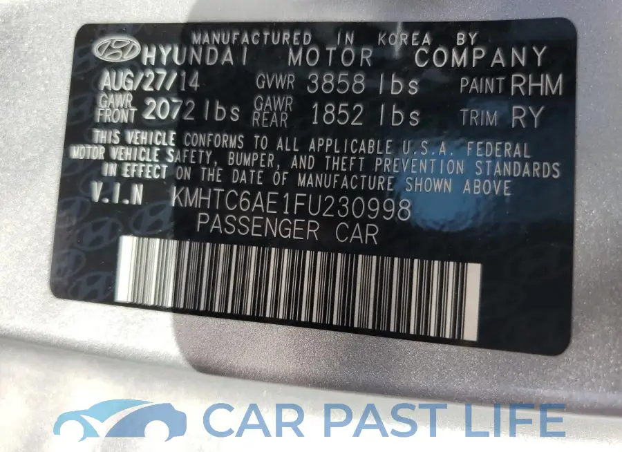 KMHTC6AE1FU230998# 12