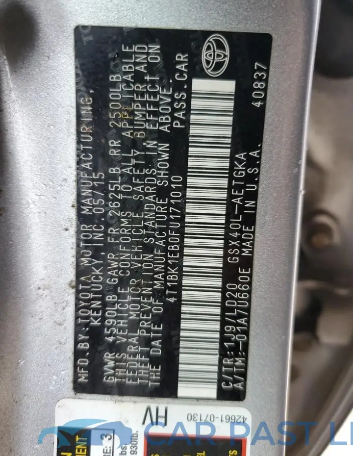 4T1BK1EB0FU171010# 12