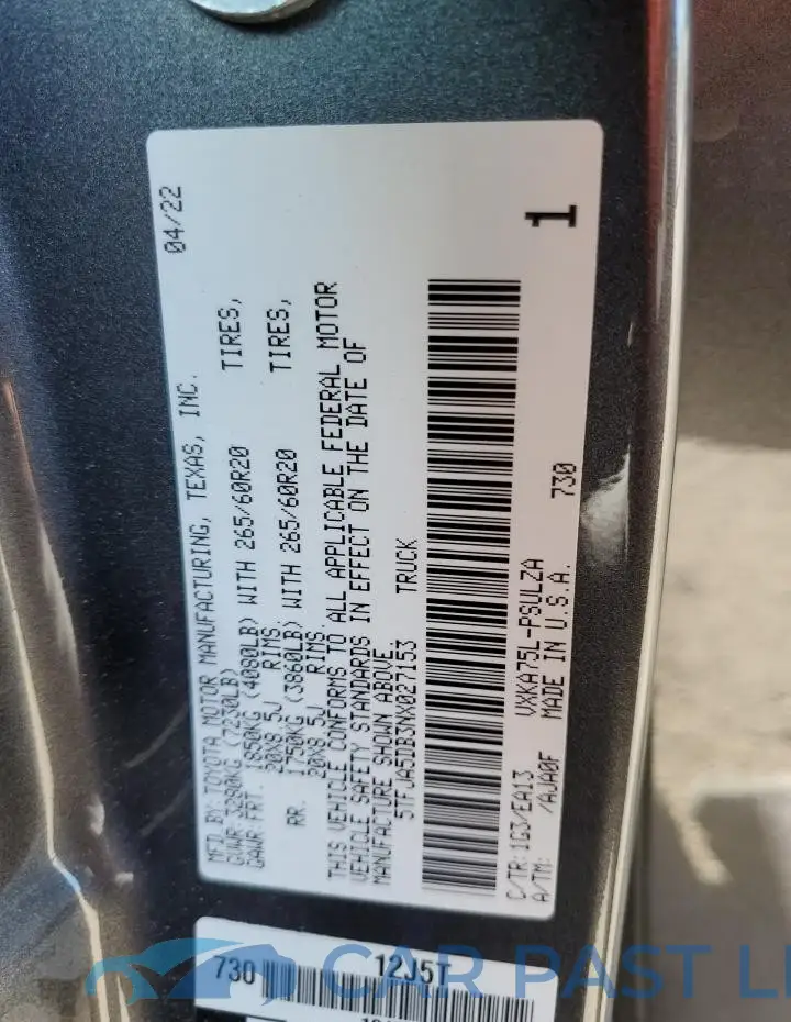 5TFJA5DB3NX027153# 12