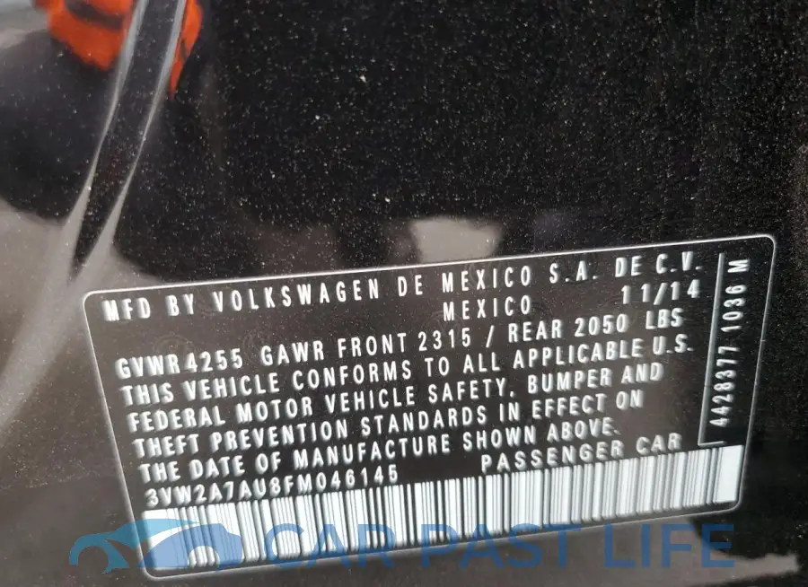 3VW2A7AU8FM046145# 12