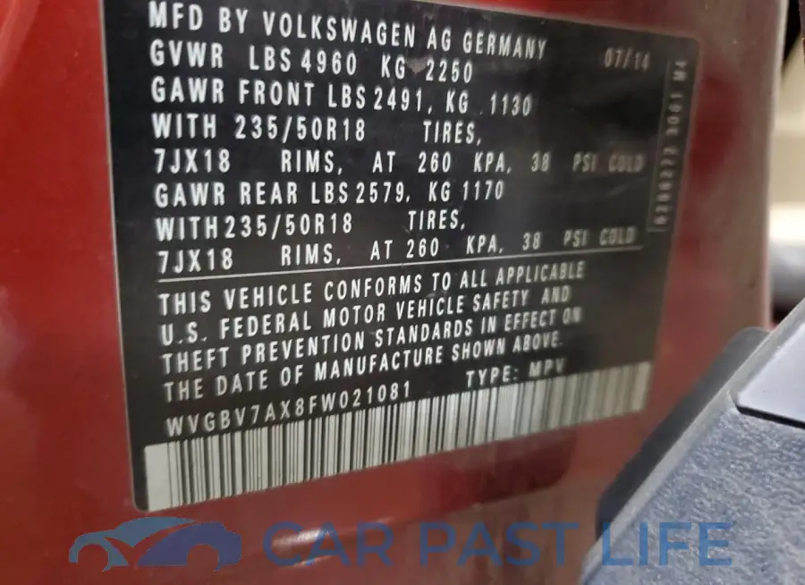 WVGBV7AX8FW021081# 14