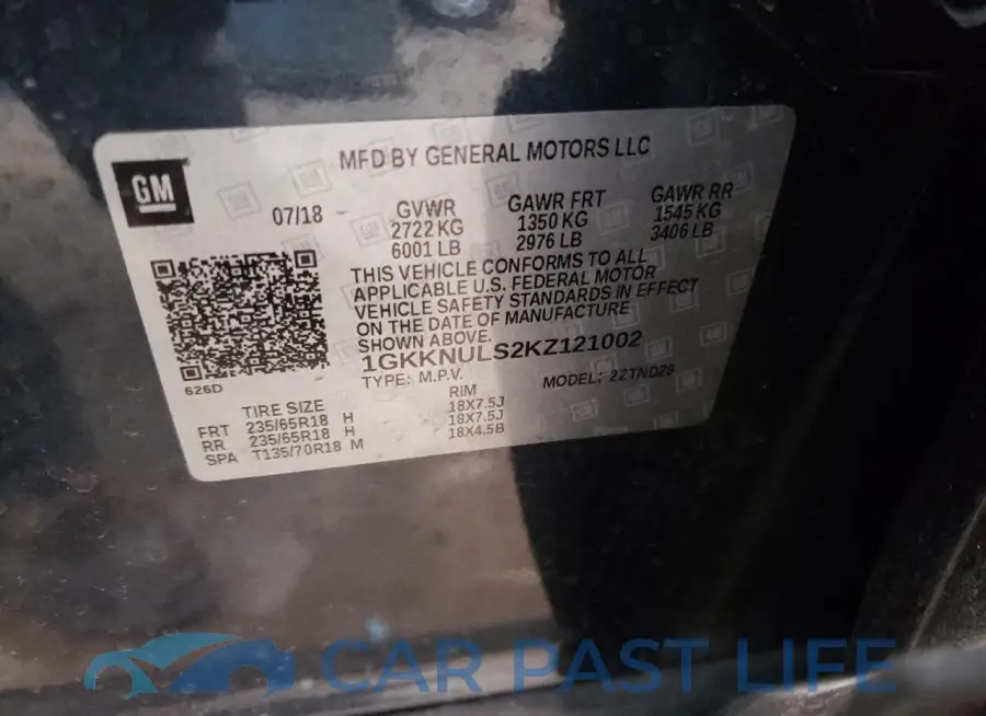 1GKKNULS2KZ121002# 13