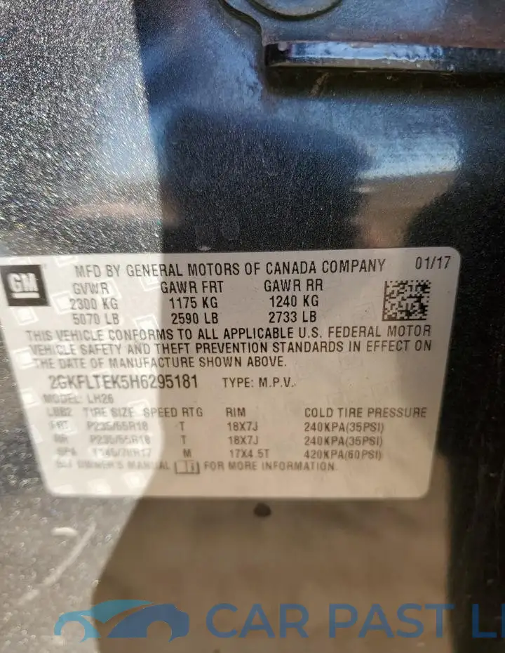 2GKFLTEK5H6295181# 13