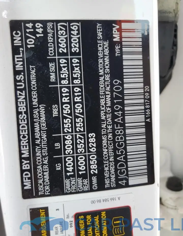 4JGDA5GB8FA491709# 13