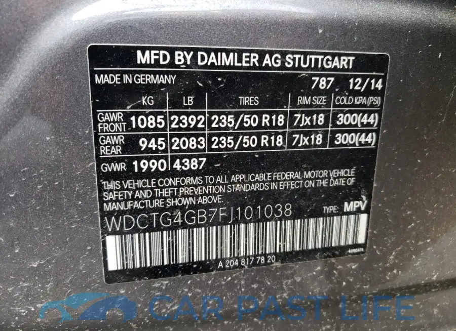 WDCTG4GB7FJ101038# 12