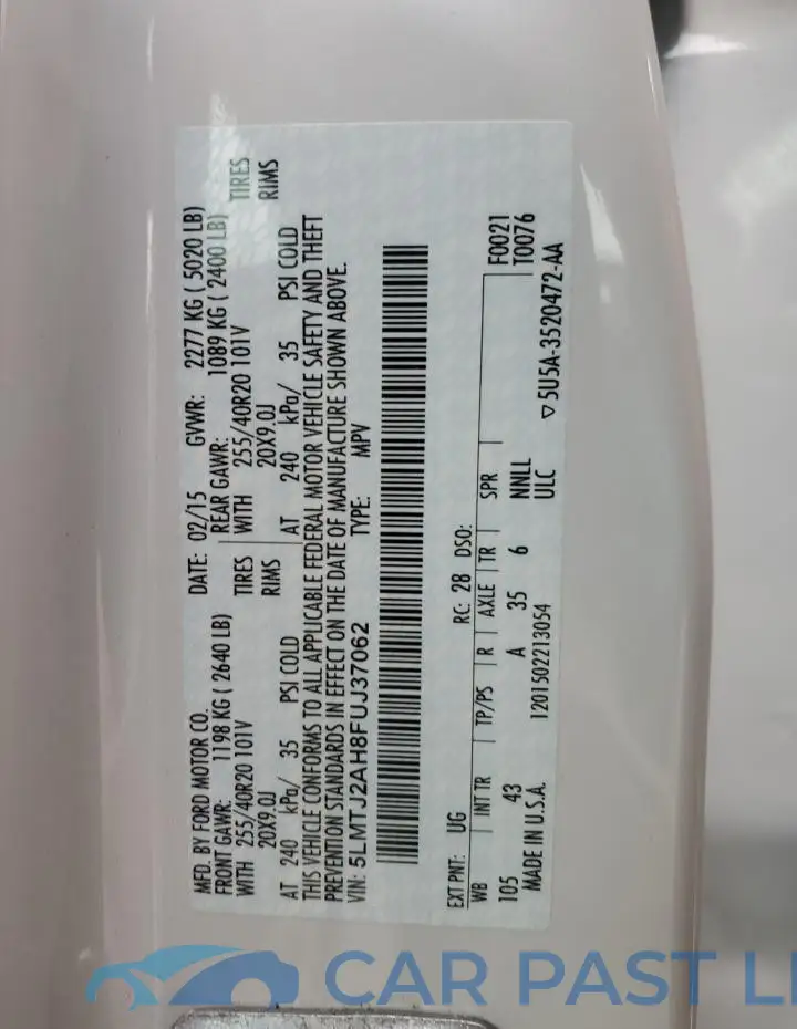 5LMTJ2AH8FUJ37062# 13