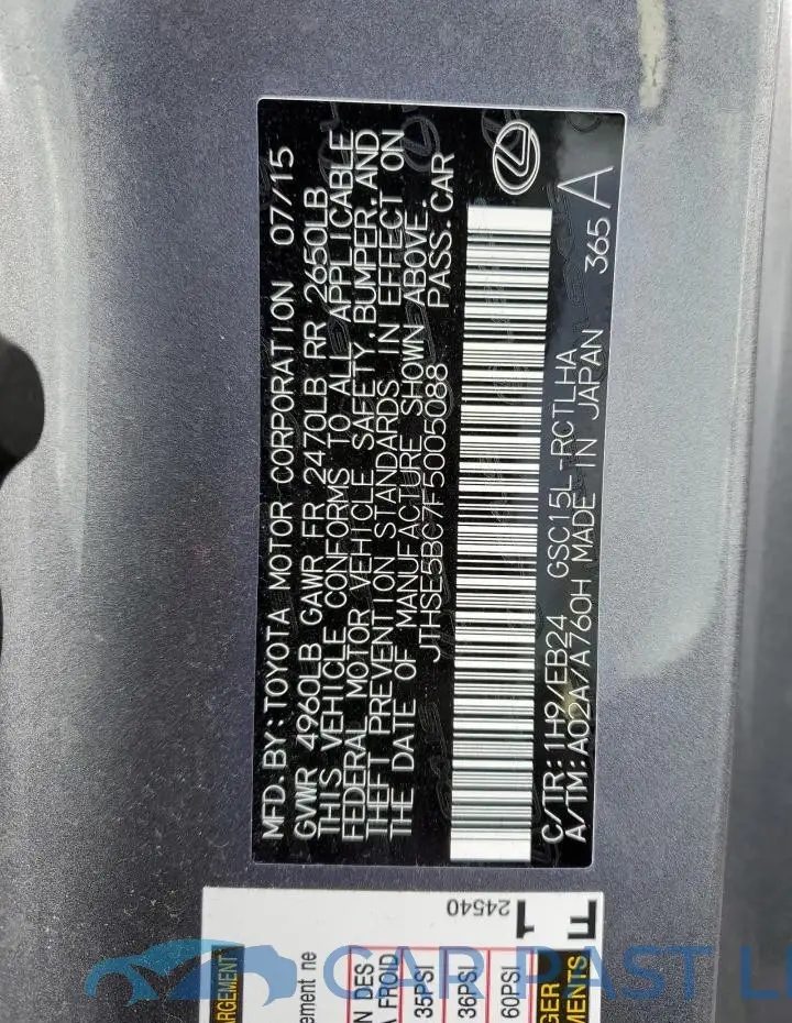 JTHSE5BC7F5005088# 12