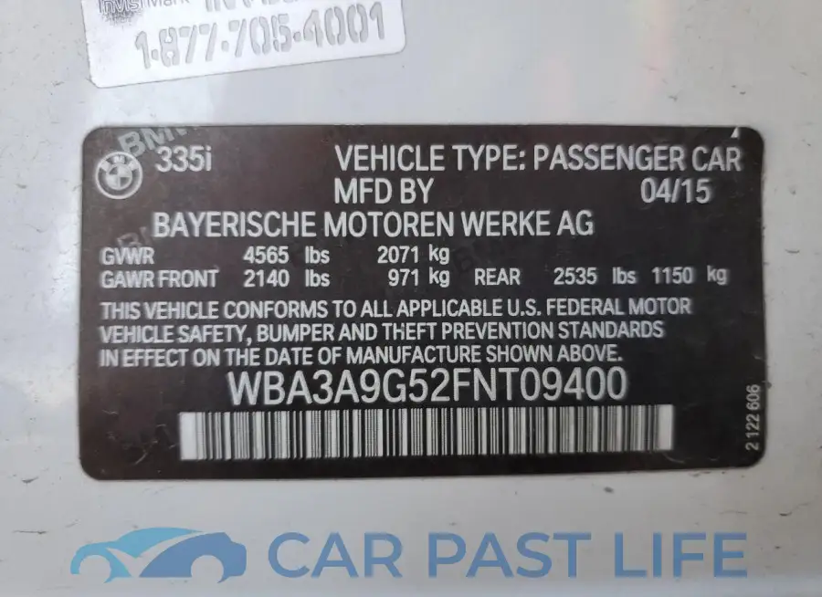 WBA3A9G52FNT09400# 12