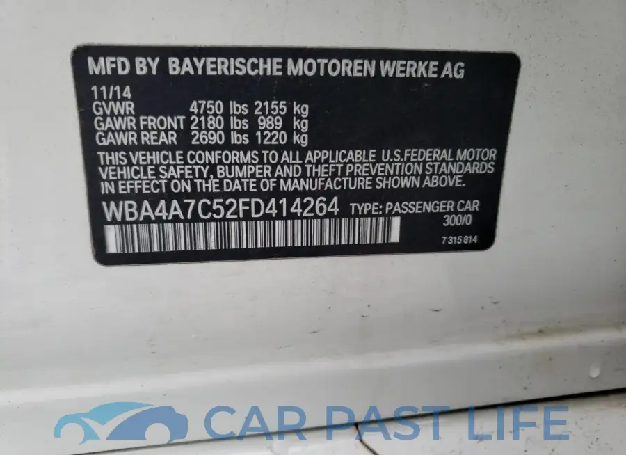 WBA4A7C52FD414264# 12