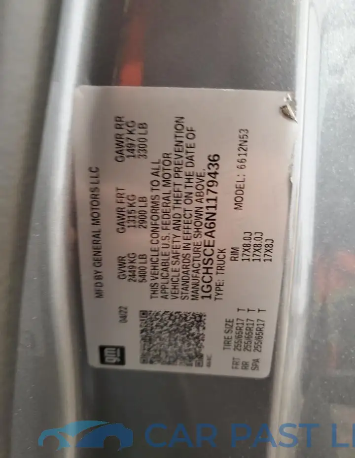 1GCHSCEA6N1179436# 13