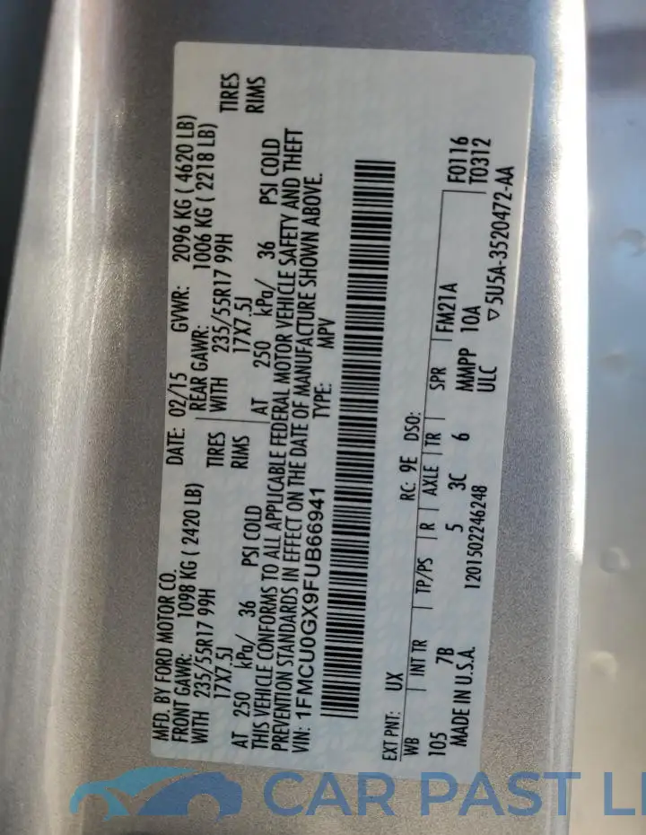 1FMCU0GX9FUB66941# 13
