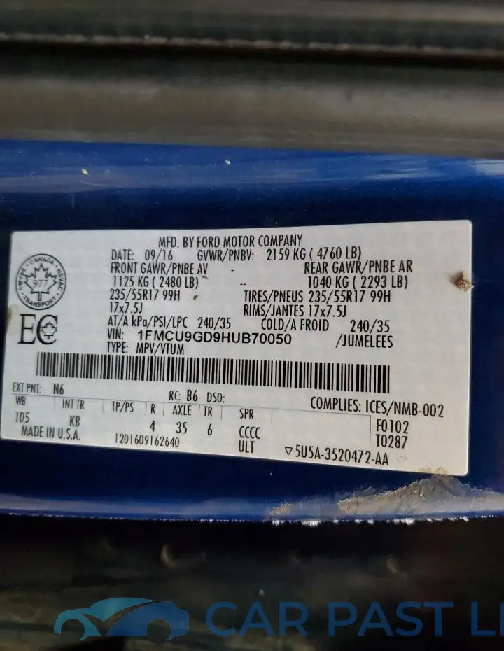 1FMCU9GD9HUB70050# 13