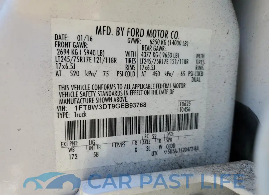 1FT8W3DT9GEB93768# 12