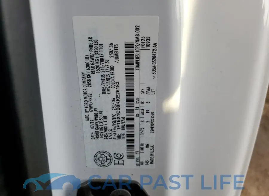 1FTEX1CB9KKE26183# 12