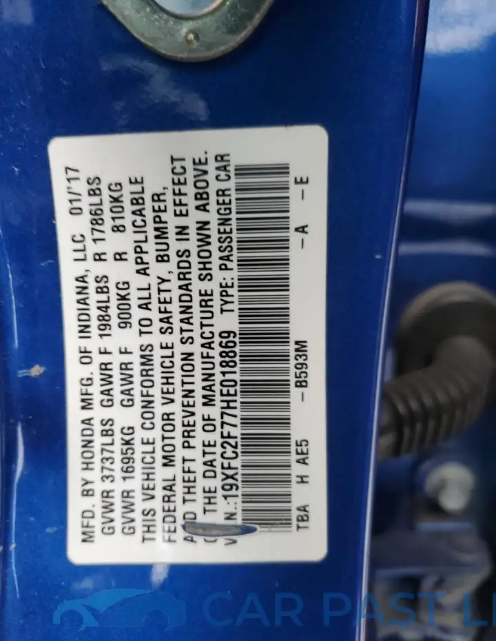 19XFC2F77HE018869# 12