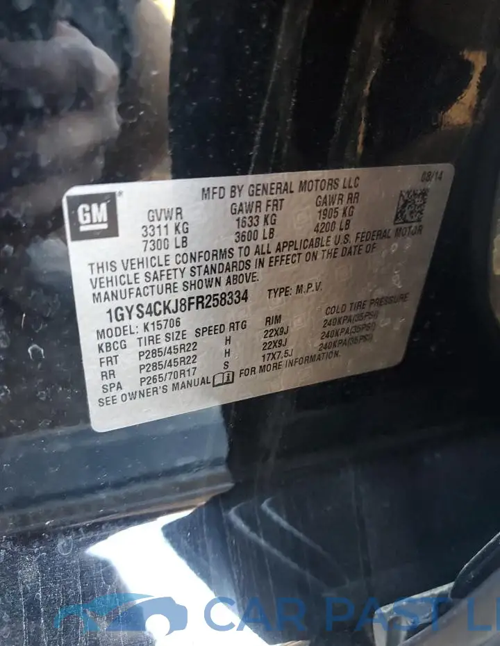 1GYS4CKJ8FR258334# 13