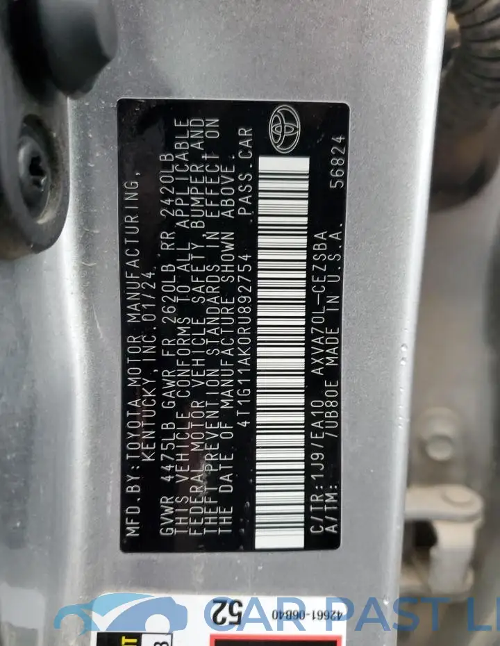 4T1G11AK0RU892754# 12