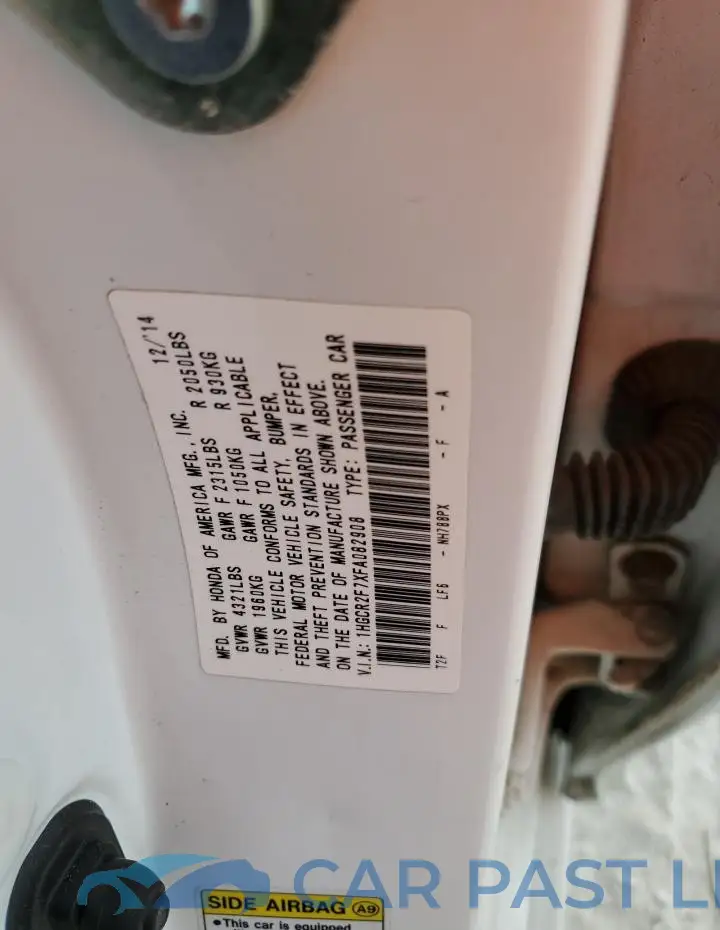 1HGCR2F7XFA082908# 13