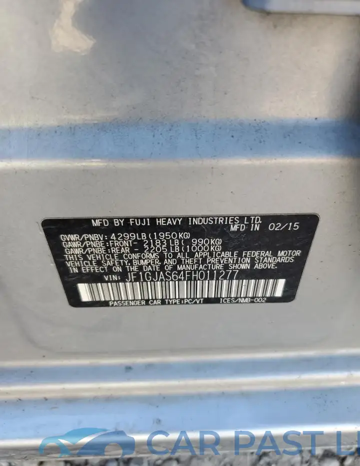 JF1GJAS64FH011277# 12