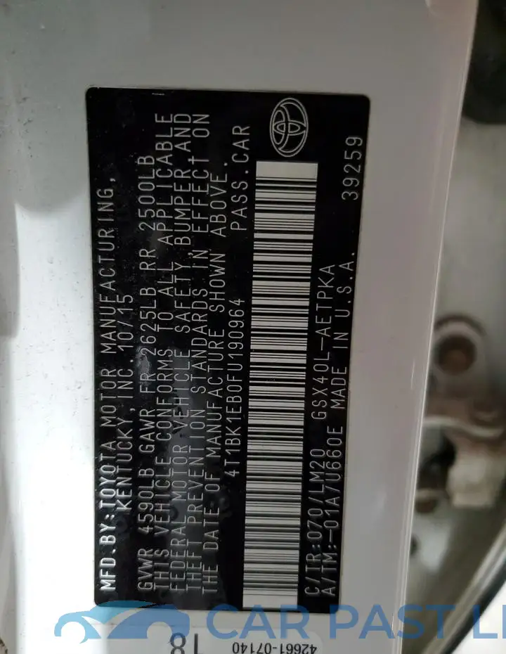 4T1BK1EB0FU190964# 12