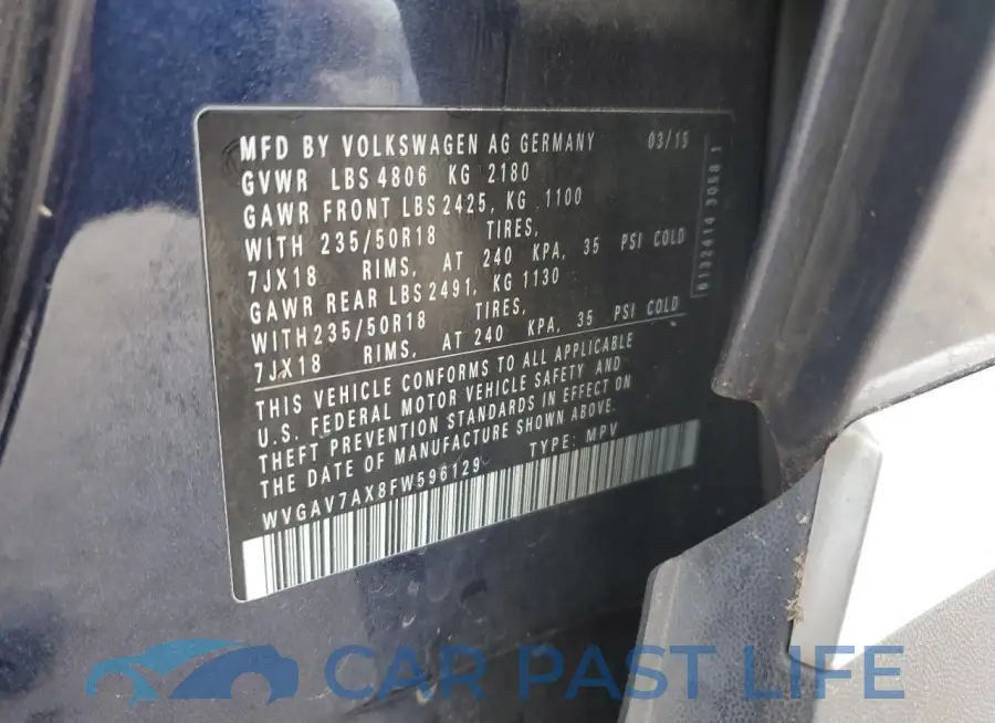 WVGAV7AX8FW596129# 13