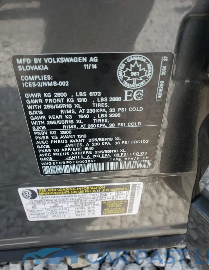 WVGEF9BP0FD003951# 13