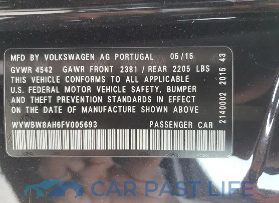 WVWBW8AH6FV005693# 13