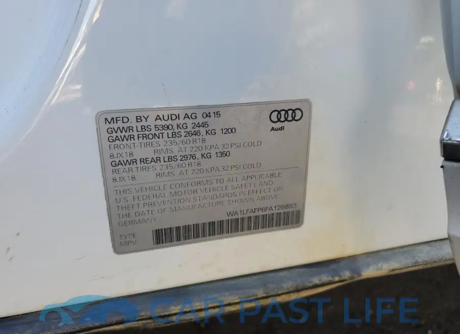 WA1LFAFP6FA126883# 12