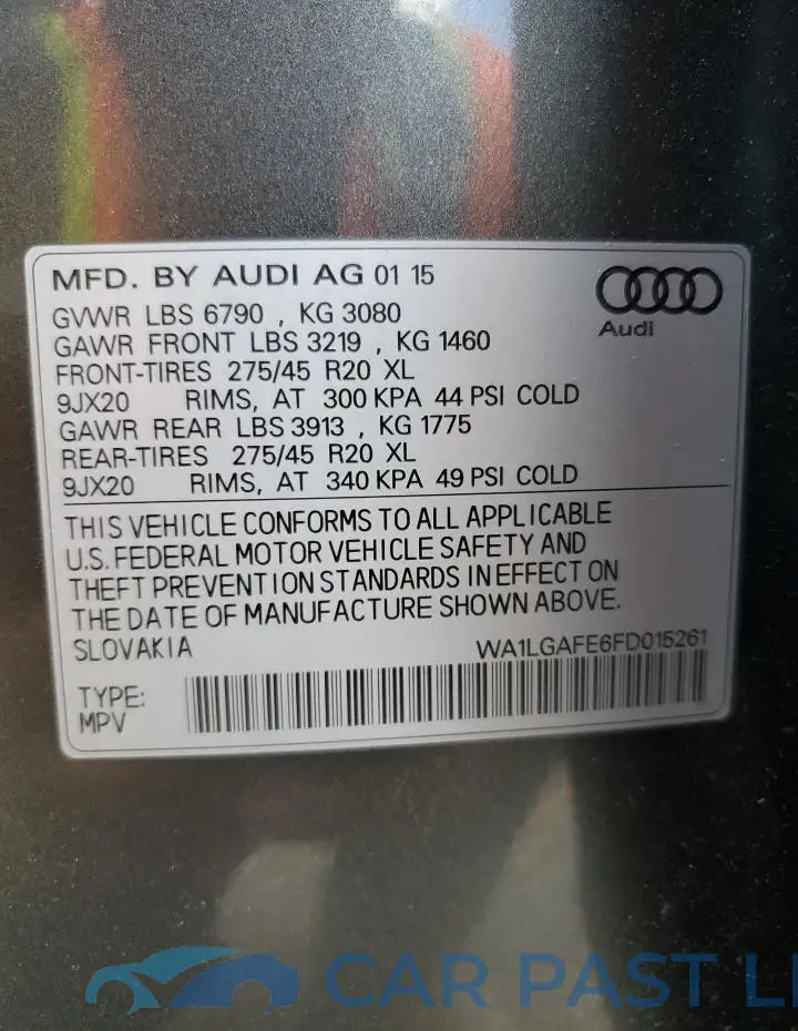 WA1LGAFE6FD015261# 13
