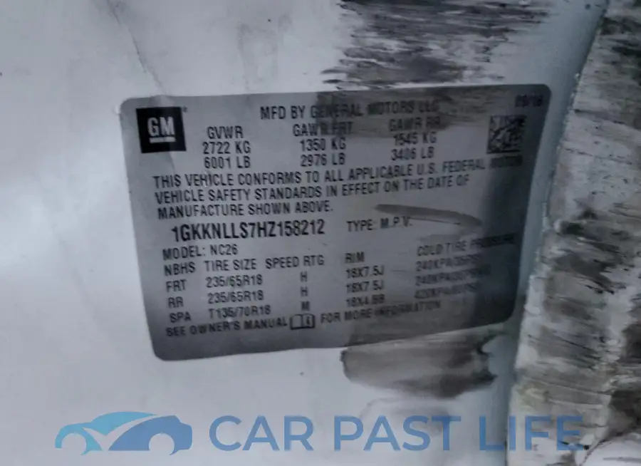 1GKKNLLS7HZ158212# 13