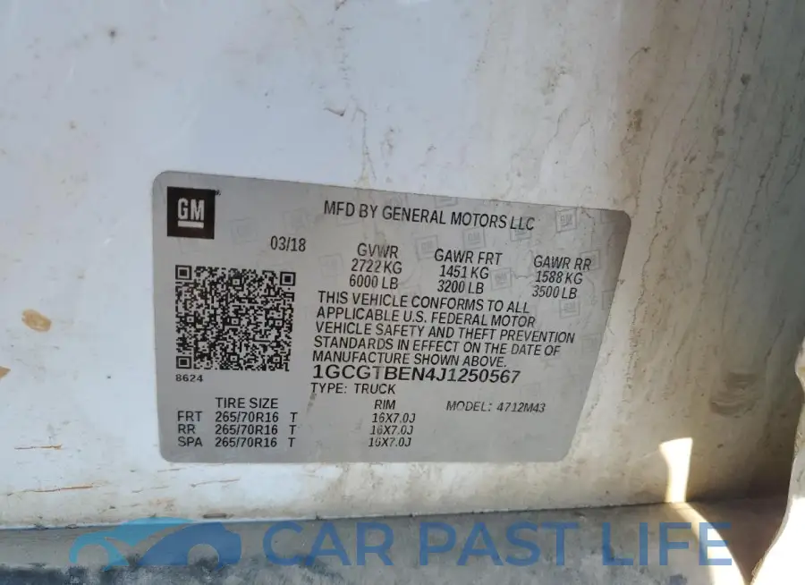 1GCGTBEN4J1250567# 12