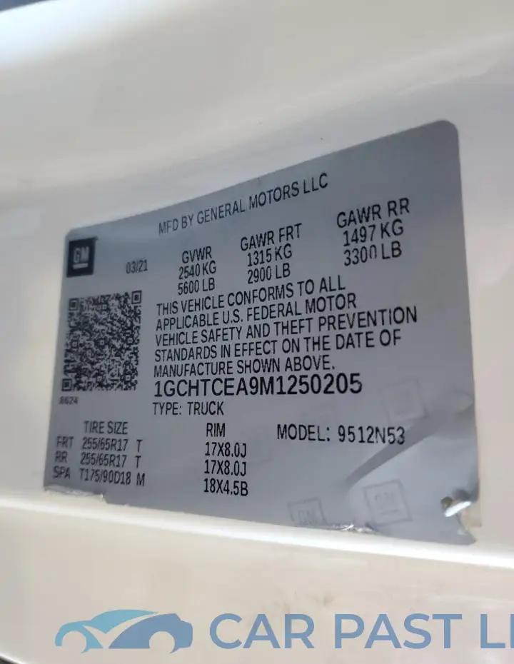 1GCHTCEA9M1250205# 12