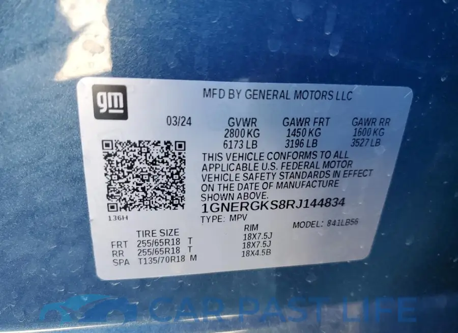 1GNERGKS8RJ144834# 13