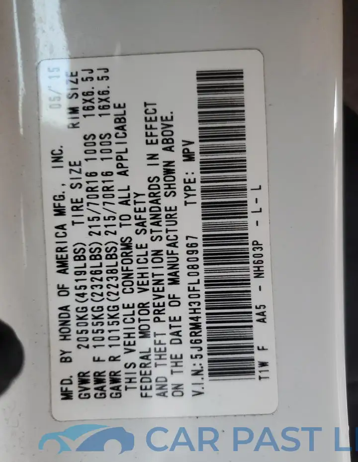 5J6RM4H30FL080967# 13