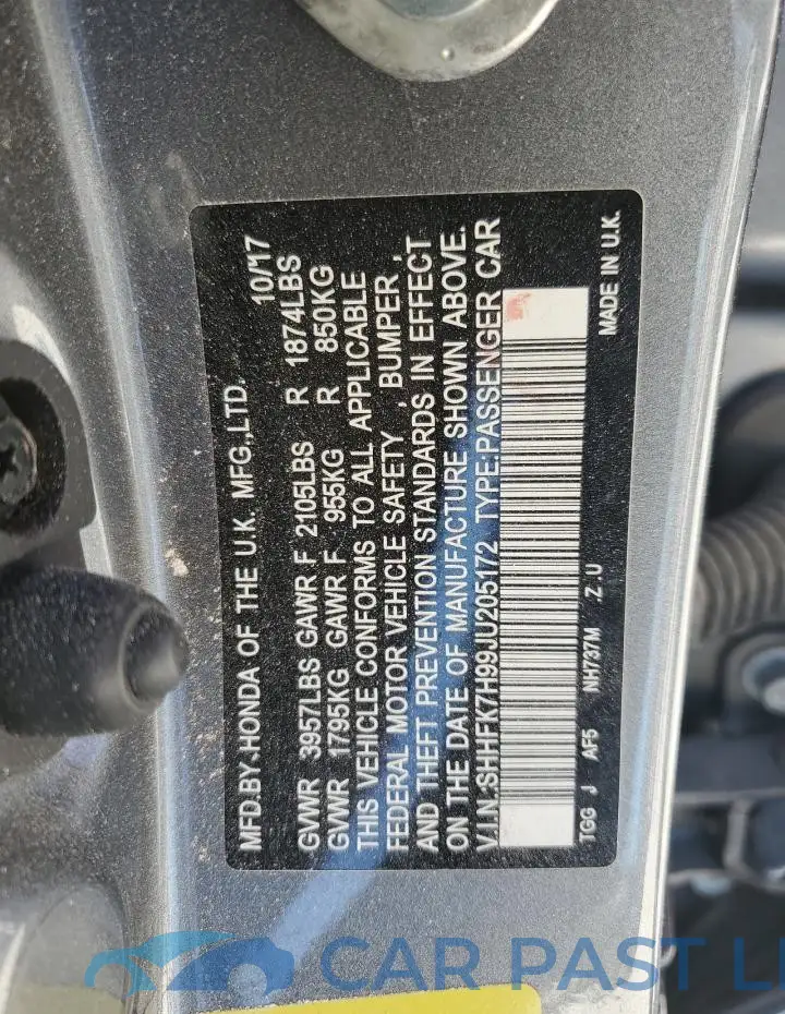SHHFK7H99JU205172# 12