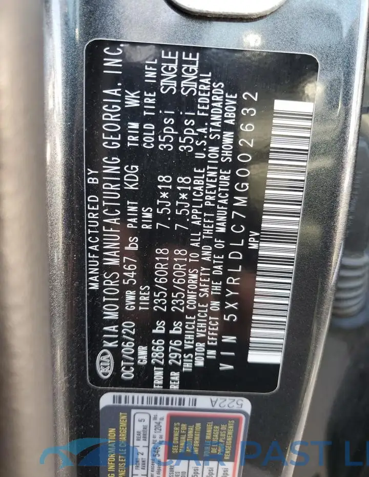 5XYRLDLC7MG002632# 13