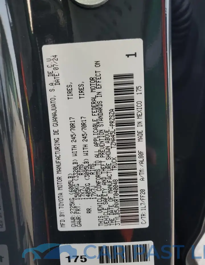 3TYLB5JNXRT040048# 13
