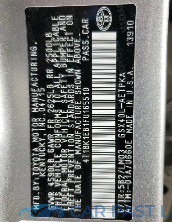 4T1BK1EB1FU165510# 12